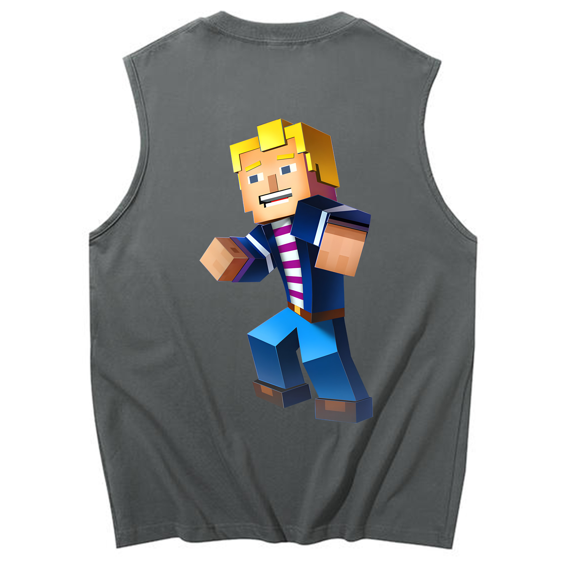 （画像用） マインクラフト ブロックの世界 Minecraft MC Block world コットン100％タンクトップ（背面プリント）
